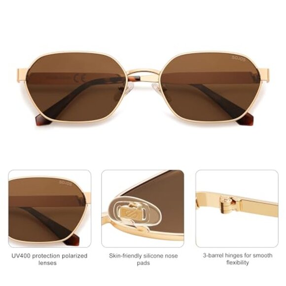 Polarized Hexagon Sunglasses UV400 Retro Rectangle Shades Unisex main image 4